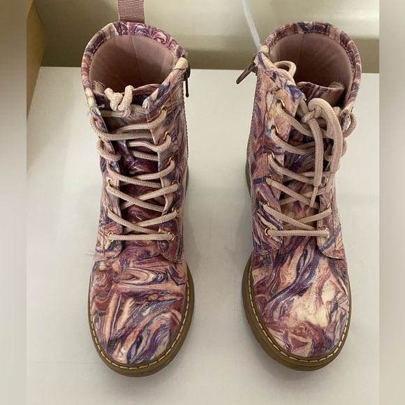 Steve Madden JBetty Ankle Lace Up Boots Marble Girls Size 1 - Picture 1 of 7